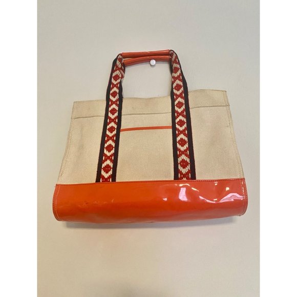 Tory Burch Patent Leather Canvas Tote Bag - Picture 2 of 16